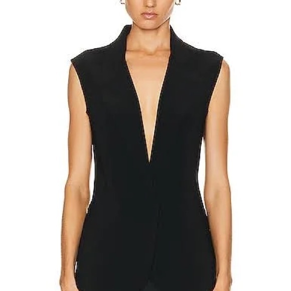 NWT Norma Kamali Sleeveless Single Breasted Long Jacket Vest Buttons Blazer - Picture 2 of 12